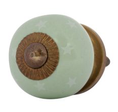 Sage Green White Tiny Star Pattern Cabinet Knobs